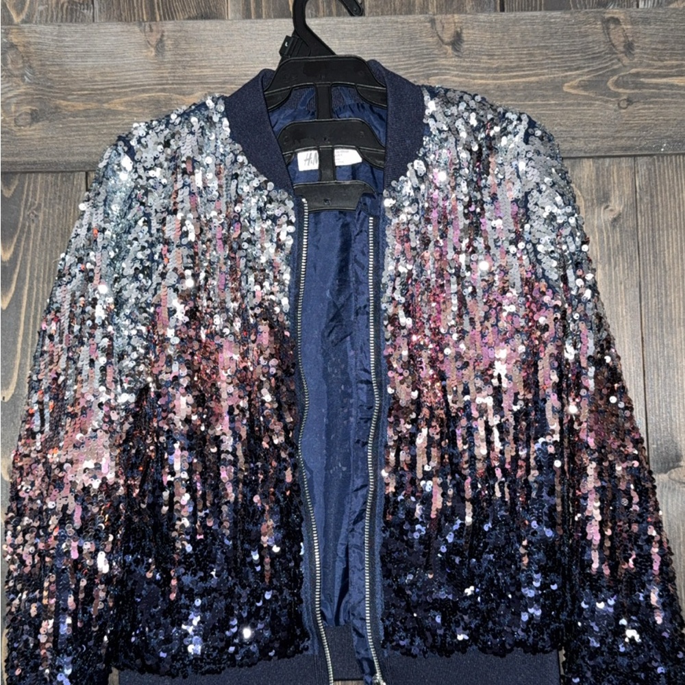 Girls Sequin Bomber Jacket - Multicolor